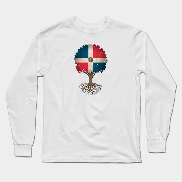 Tree of Life with Dominican Flag Long Sleeve T-Shirt by jeffbartels